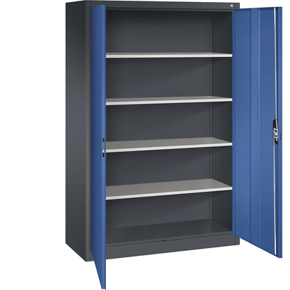 ACURADO universal cupboard, WxD 1200 x 500 mm, black grey / gentian blue.
