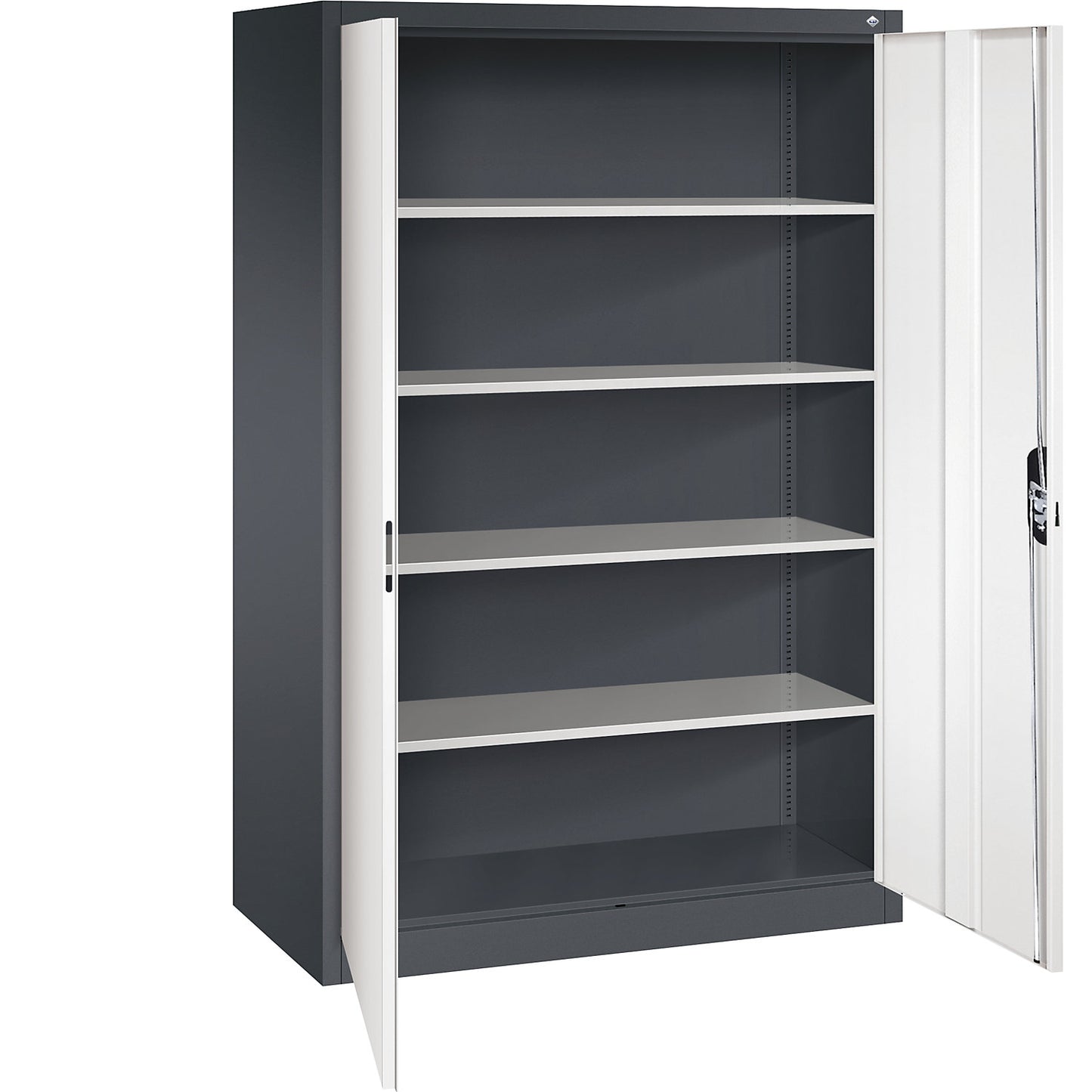 ACURADO universal cupboard, WxD 1200 x 600 mm, black grey / pure white.