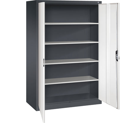 ACURADO universal cupboard, WxD 1200 x 600 mm, black grey / pure white.