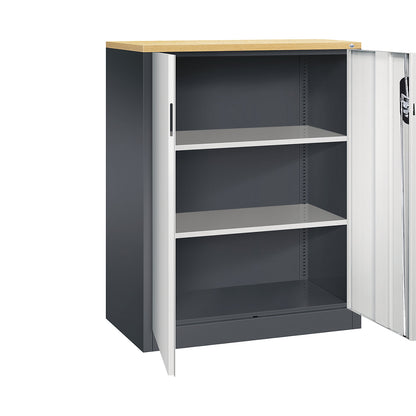 ACURADO filing sideboard, 3 file heights, HxWxD 1200 x 930 x 500 mm, black grey / light grey.