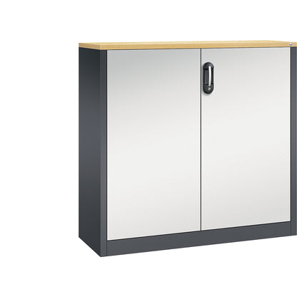 ACURADO filing sideboard, 3 file heights, HxWxD 1200 x 1200 x 400 mm, black grey / light grey.