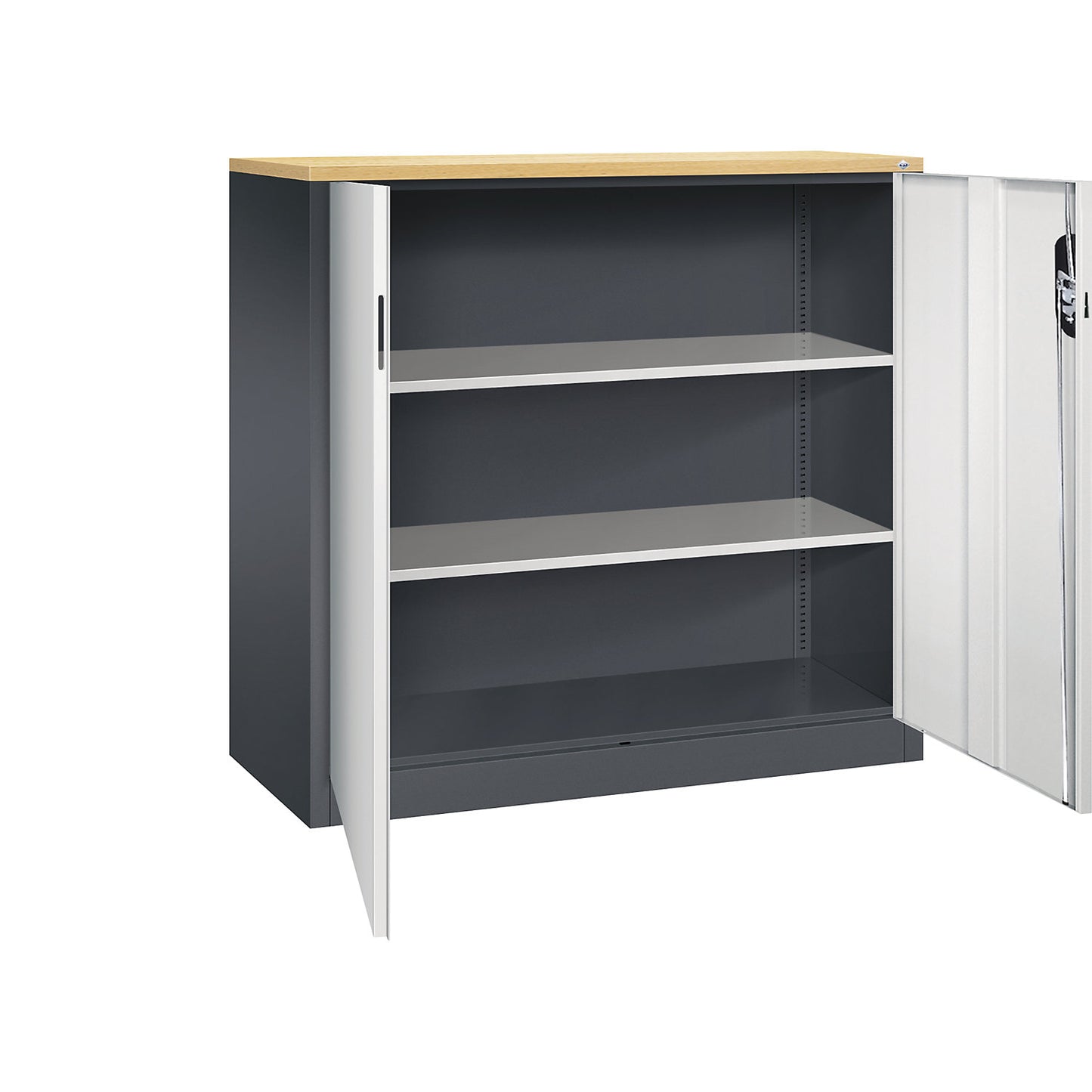 ACURADO filing sideboard, 3 file heights, HxWxD 1200 x 1200 x 500 mm, black grey / light grey.