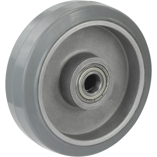Elastic solid rubber tyre, grey, precision ball bearings, wheel Ø x width 100 x 40 mm.