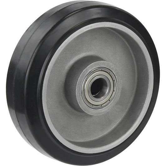 Elastic solid rubber tyre, black, precision ball bearings, wheel Ø x width 80 x 38 mm.