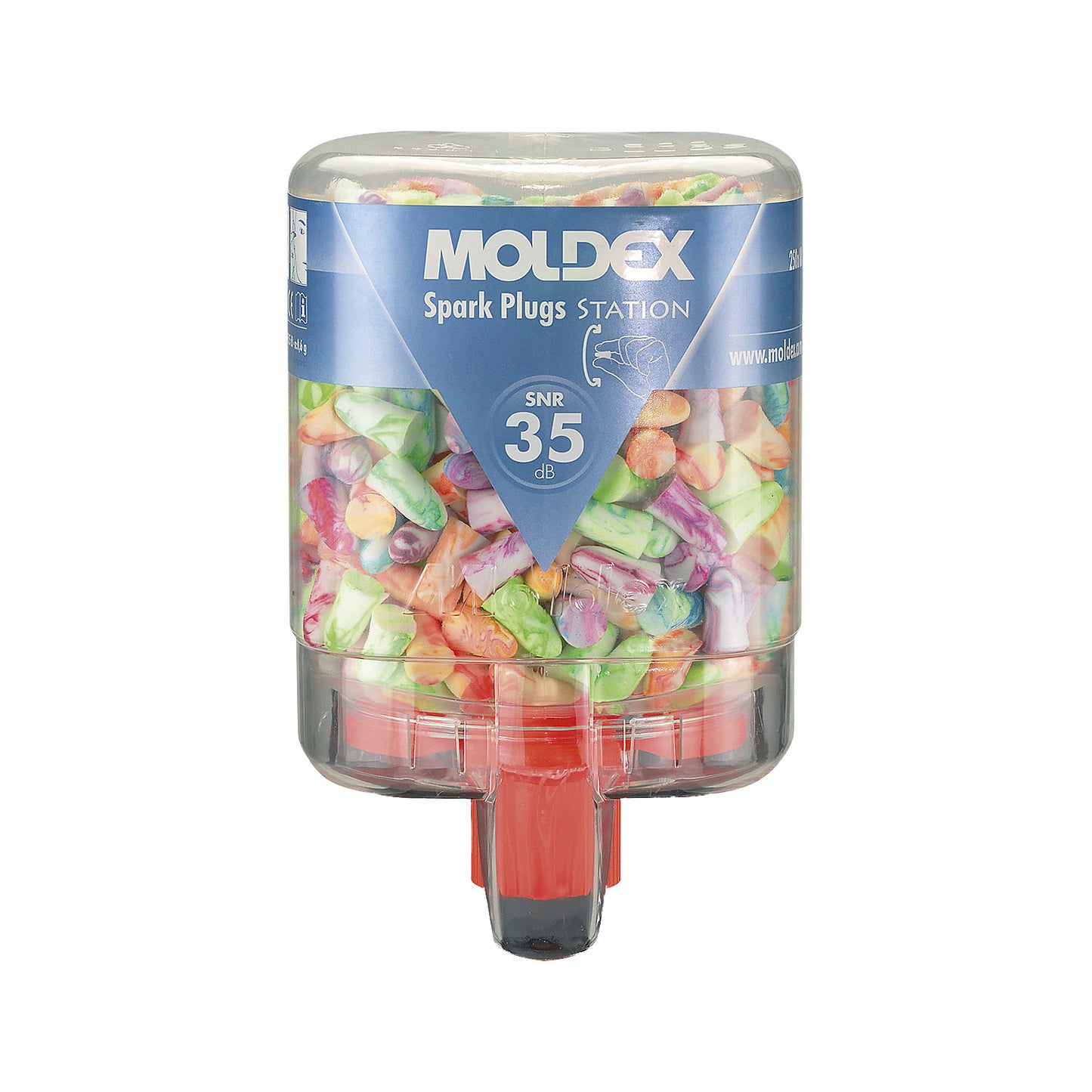 Ear plug station including ear plugs, SparkPlugs® in assorted colours, SNR 35 dB, includes 250 pairs of Spark Plugs®.