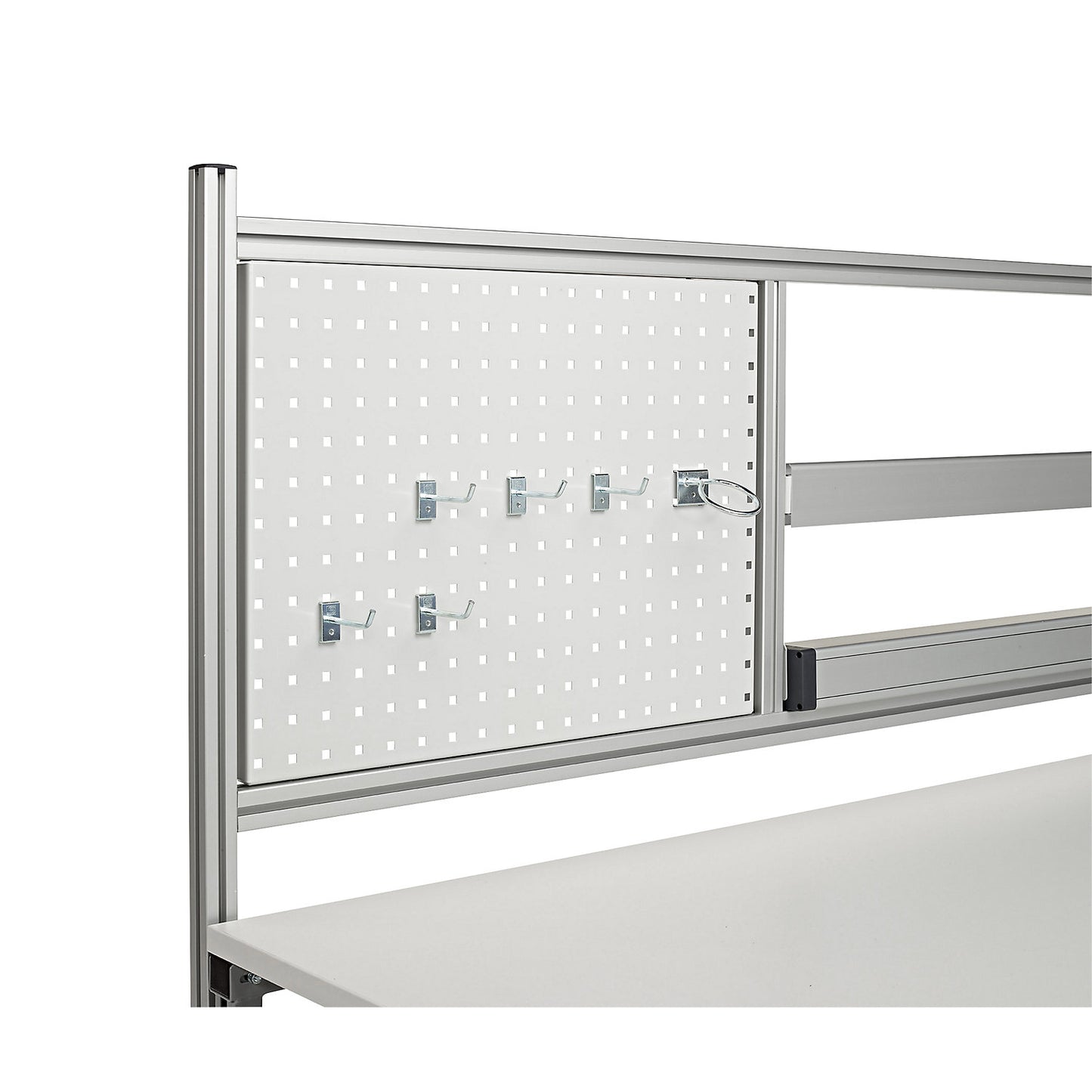 Perforated panel, height 500 mm, light grey, width 968 mm.
