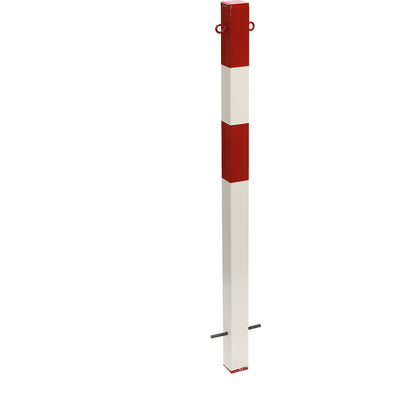 Bollard Morion, for setting in concrete, 70 x 70 mm, painted red/white, 2 eyelets.