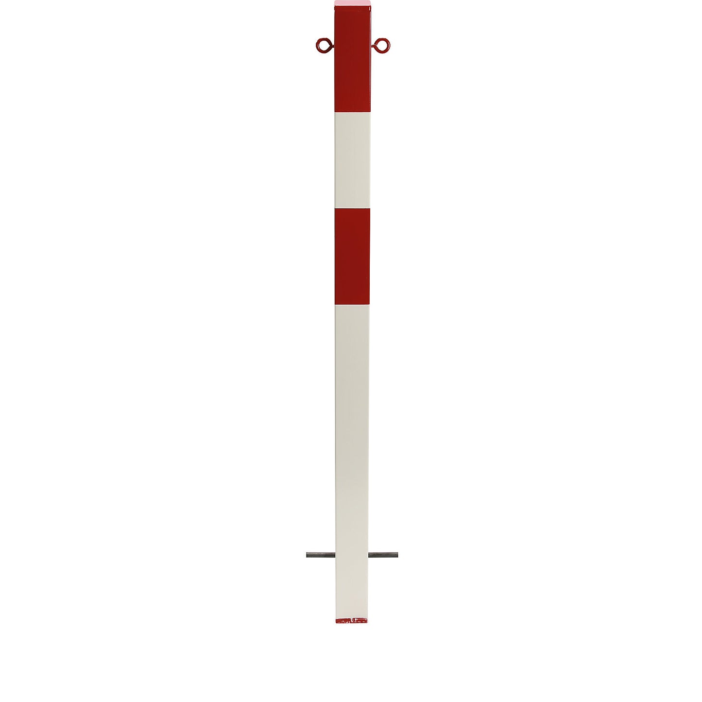 Bollard Morion, for setting in concrete, 70 x 70 mm, painted red/white, 2 eyelets.