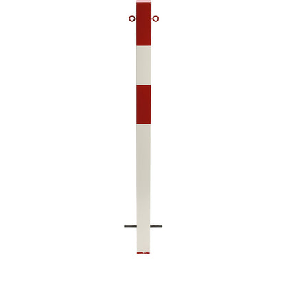 Bollard Morion, for setting in concrete, 70 x 70 mm, painted red/white, 2 eyelets.