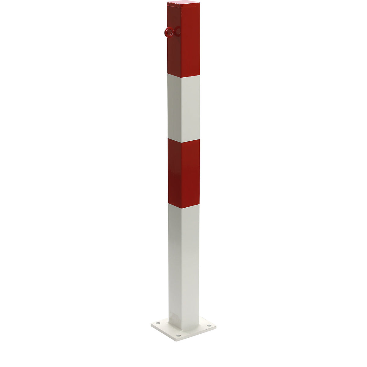 Bollard Morion, for bolting in place, 70 x 70 mm, painted red/white, 1 eyelet.