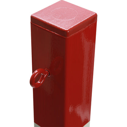 Bollard Morion, for bolting in place, 70 x 70 mm, painted red/white, 1 eyelet.
