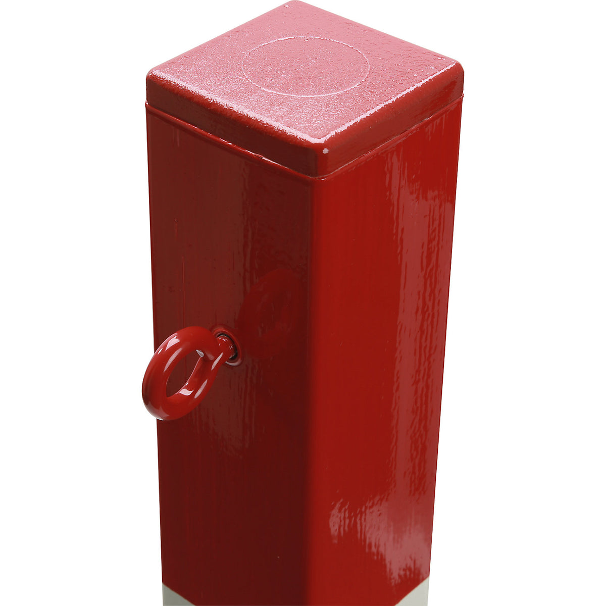 Bollard Morion, for bolting in place, 70 x 70 mm, painted red/white, 1 eyelet.
