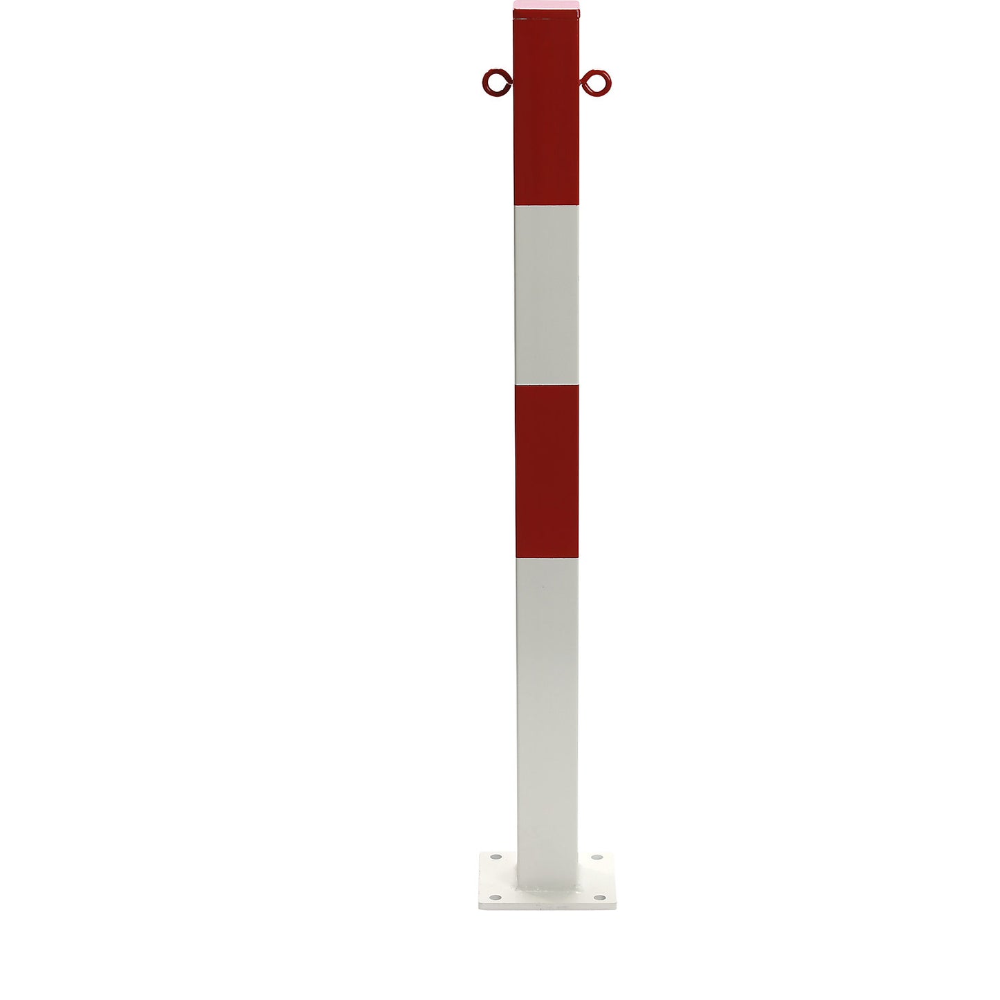 Bollard Morion, for bolting in place, 70 x 70 mm, painted red/white, 2 eyelets.