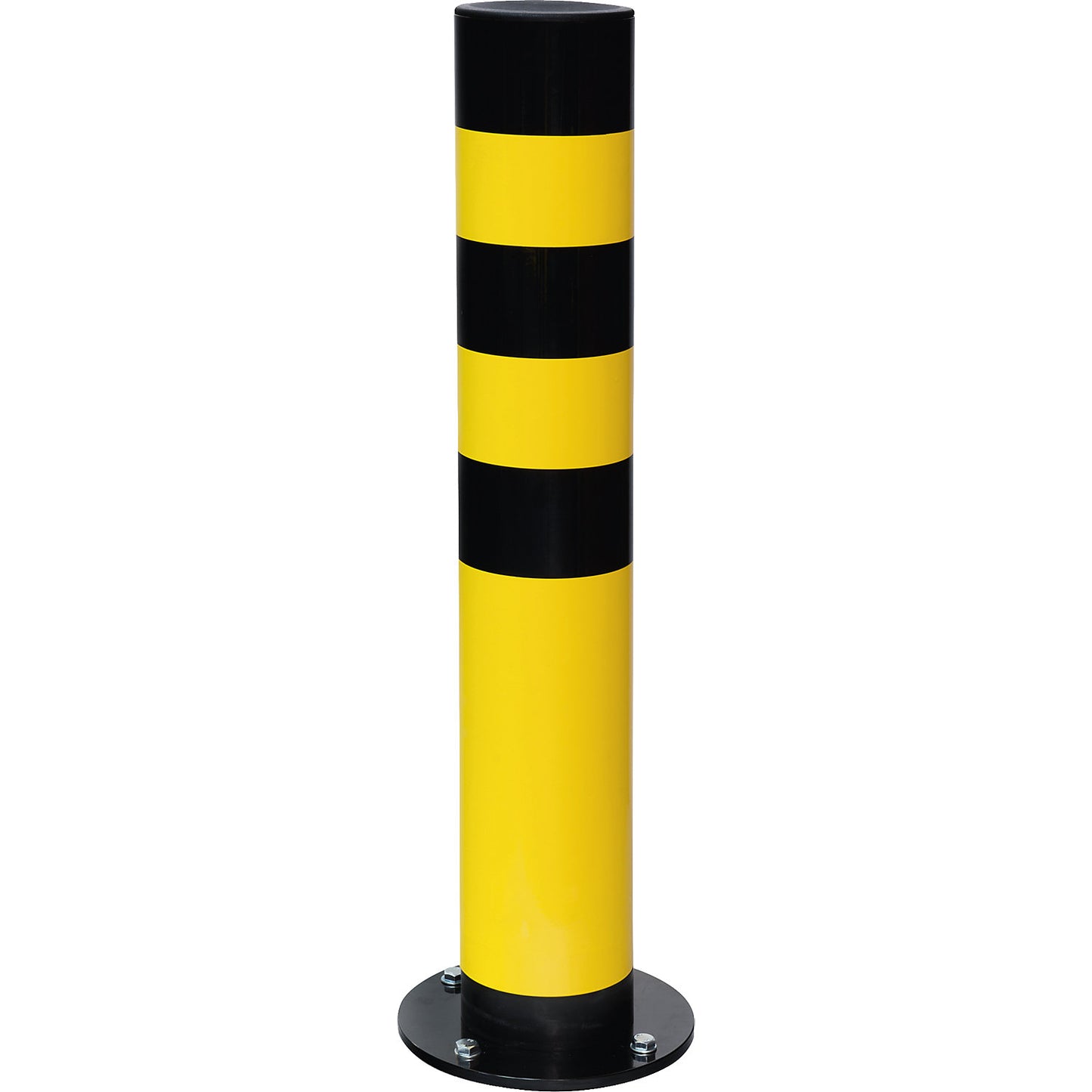 Bollard, for bolting in place, height 965 mm, hot dip galvanised and coated yellow.