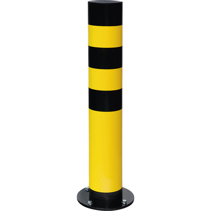 Bollard, for bolting in place, height 965 mm, hot dip galvanised and coated yellow.