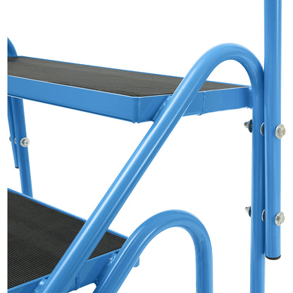 Hand rail for steps, 3-step, light blue, incl. installation set.