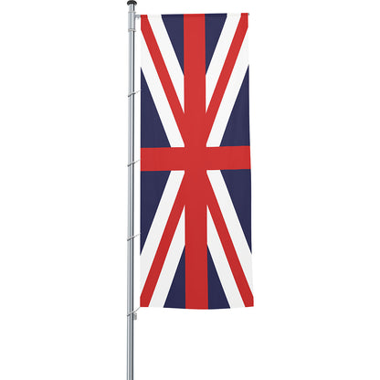 Vertical flag with outrigger/national flag, format 1.2 x 3 m, Great Britain.