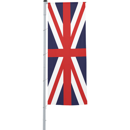 Vertical flag with outrigger/national flag, format 1.2 x 3 m, Great Britain.