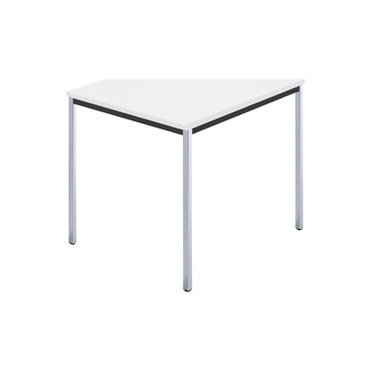 Rectangular table, square tubular steel chrome plated, WxD 800 x 800 mm, white.