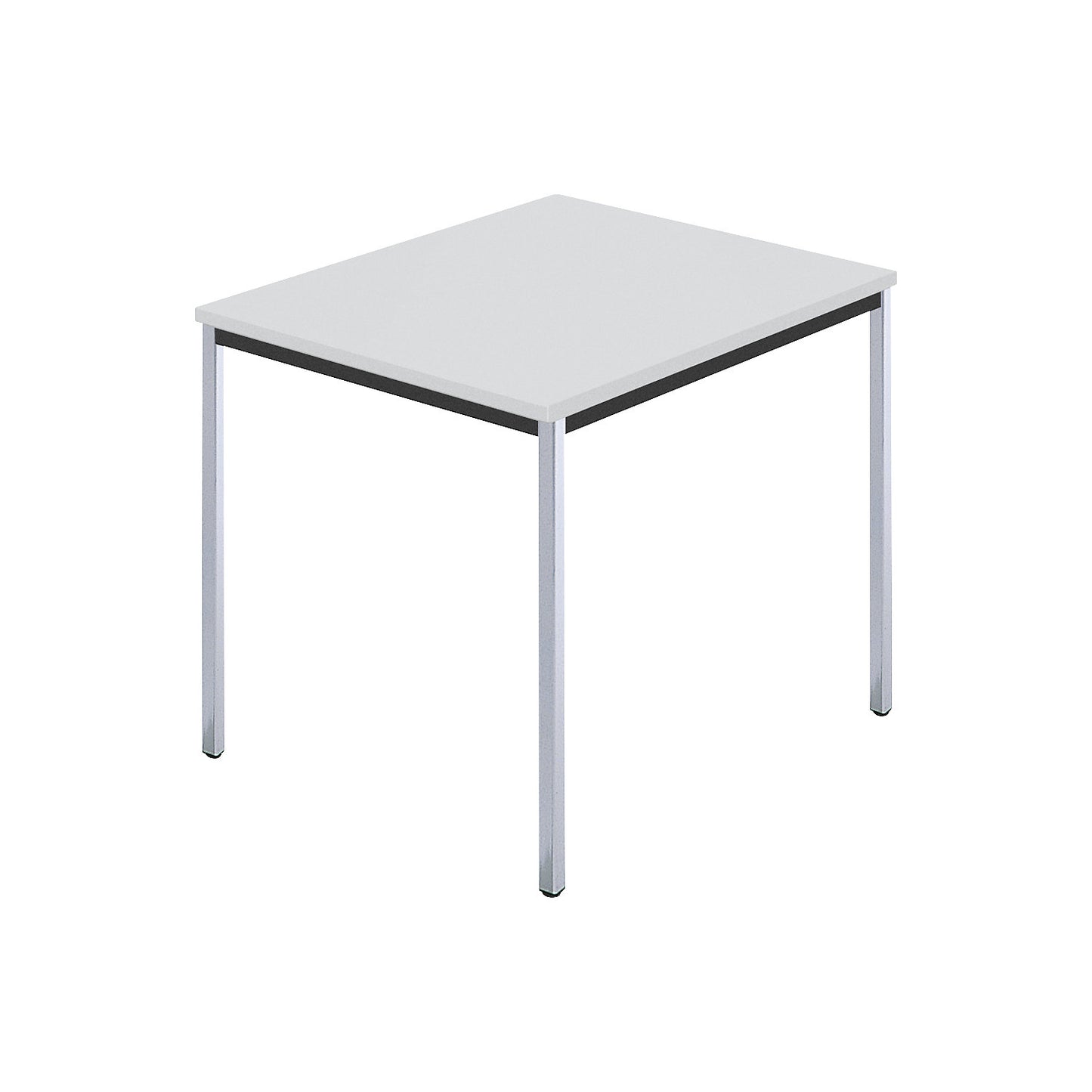Rectangular table, square tubular steel chrome plated, WxD 800 x 800 mm, grey.