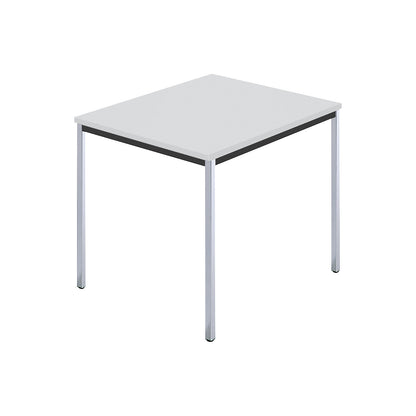 Rectangular table, square tubular steel chrome plated, WxD 800 x 800 mm, grey.