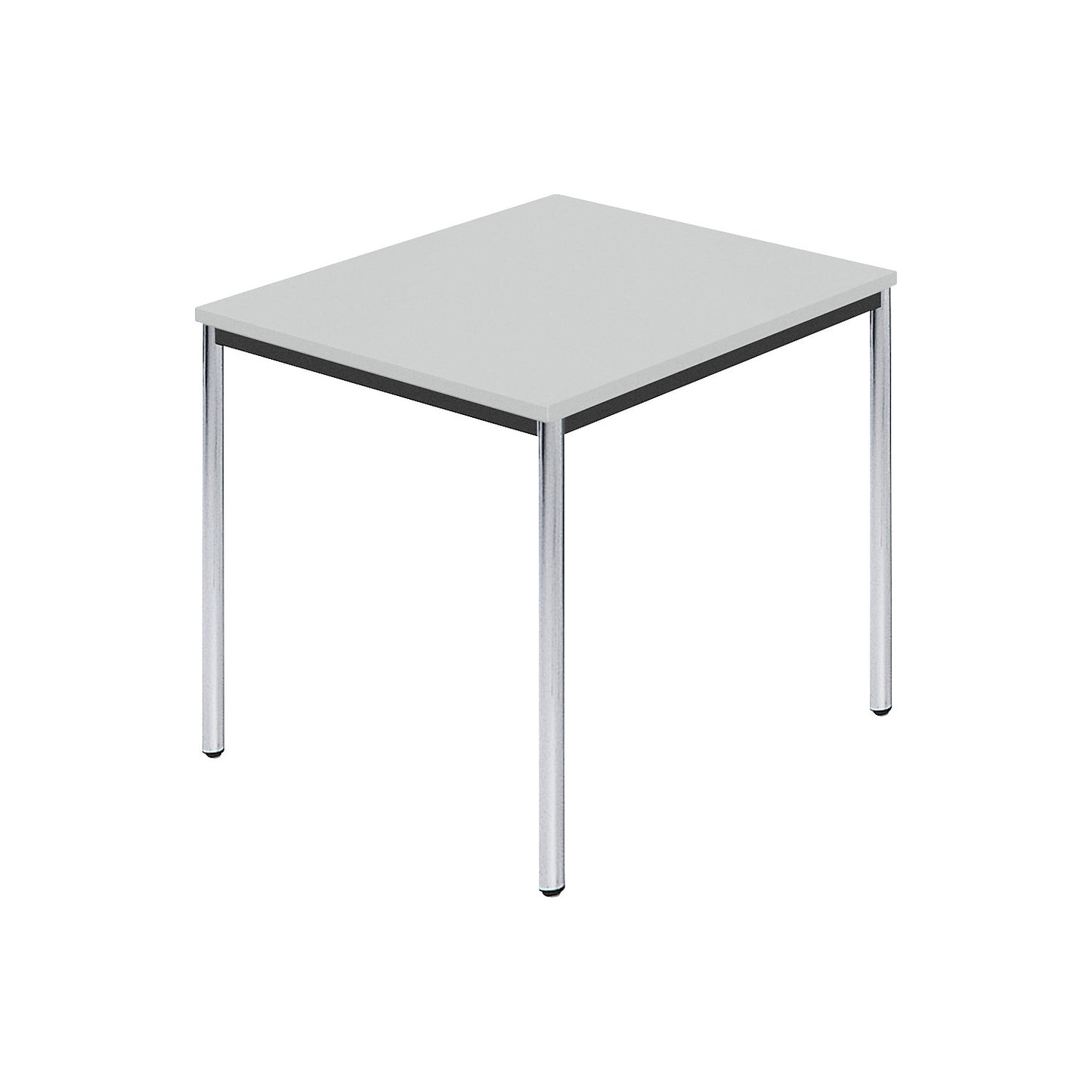 Rectangular table, chrome plated round tubes, WxD 800 x 800 mm, grey.