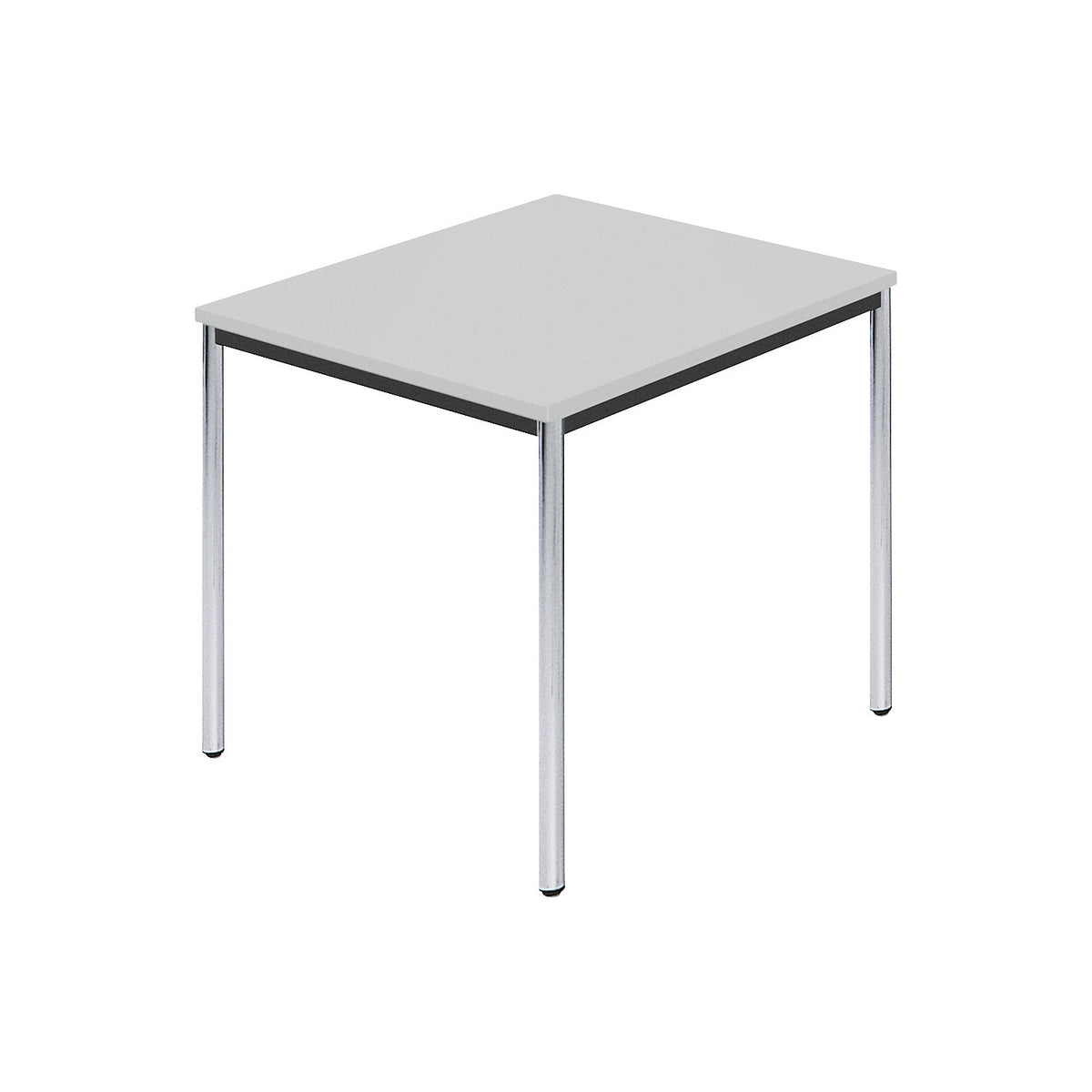 Rectangular table, chrome plated round tubes, WxD 800 x 800 mm, grey.