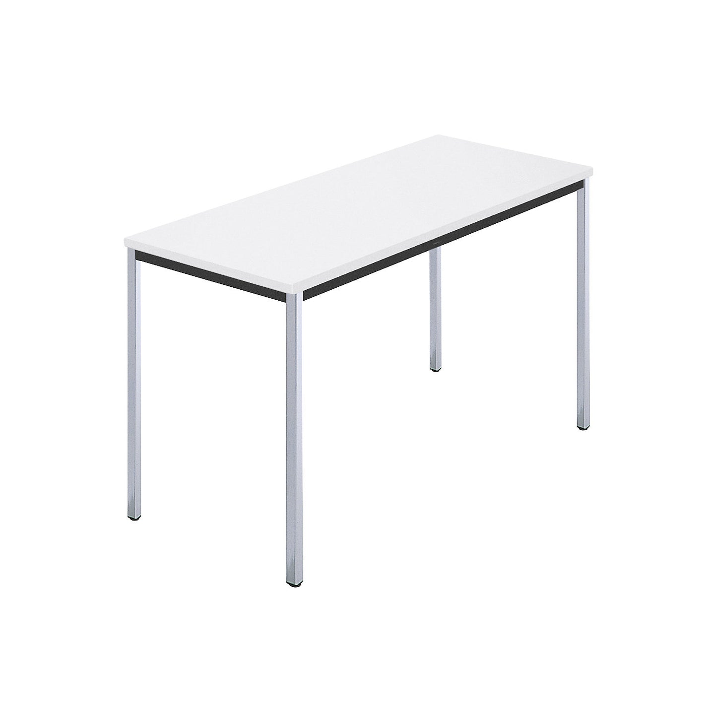 Rectangular table, square tubular steel chrome plated, WxD 1200 x 600 mm, white.