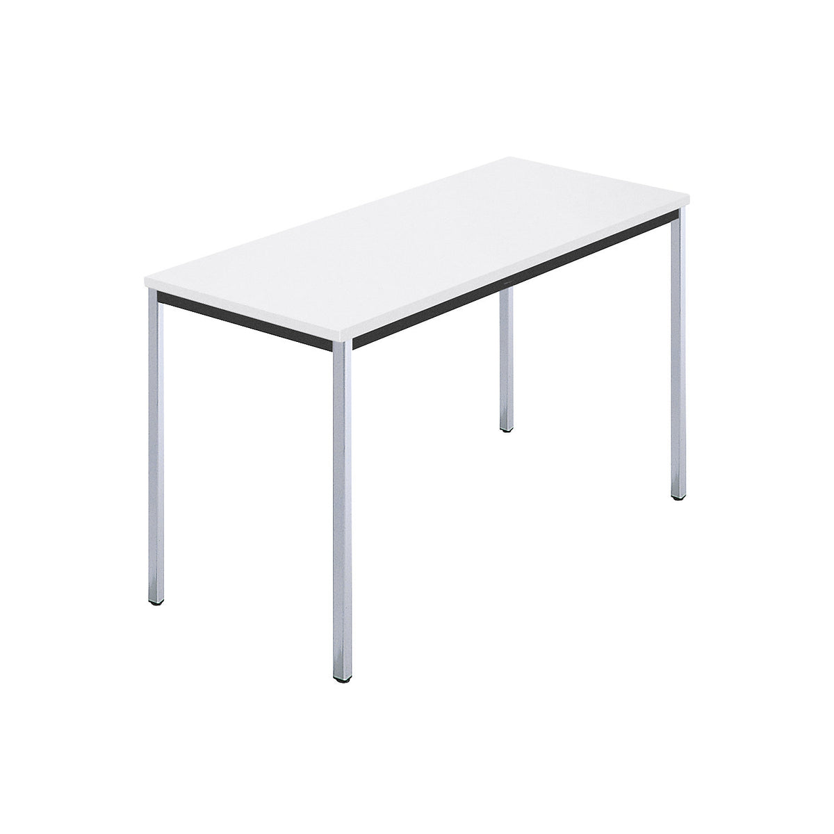 Rectangular table, square tubular steel chrome plated, WxD 1200 x 600 mm, white.