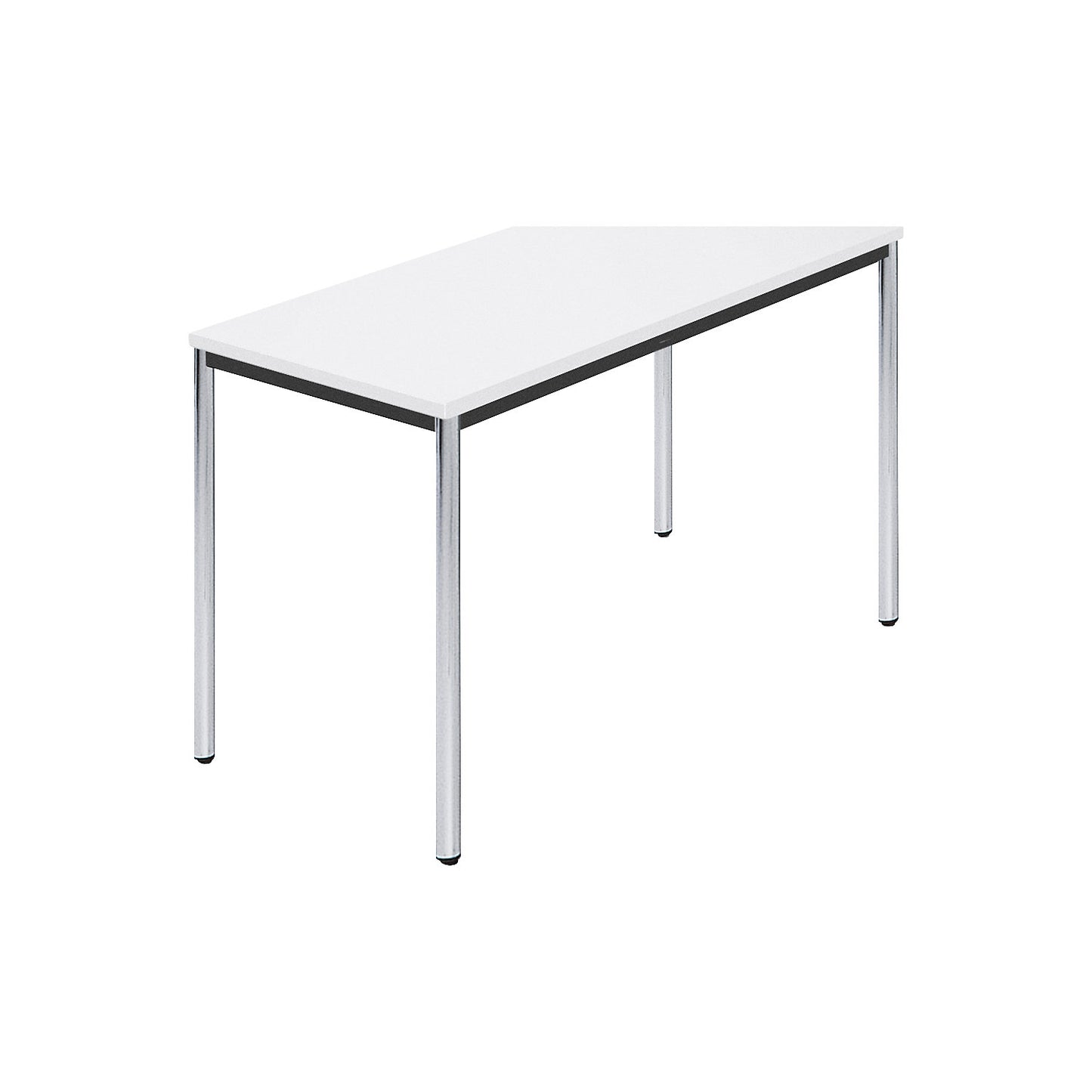 Rectangular table, chrome plated round tubes, WxD 1200 x 600 mm, white.