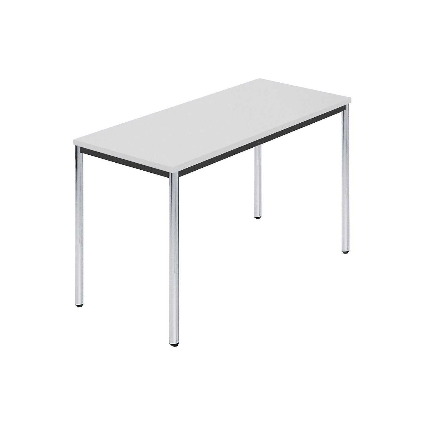 Rectangular table, chrome plated round tubes, WxD 1200 x 600 mm, grey.