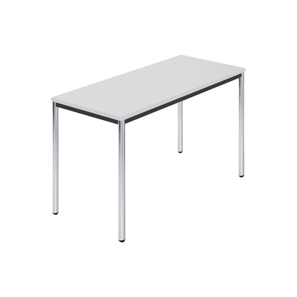 Rectangular table, chrome plated round tubes, WxD 1200 x 600 mm, grey.
