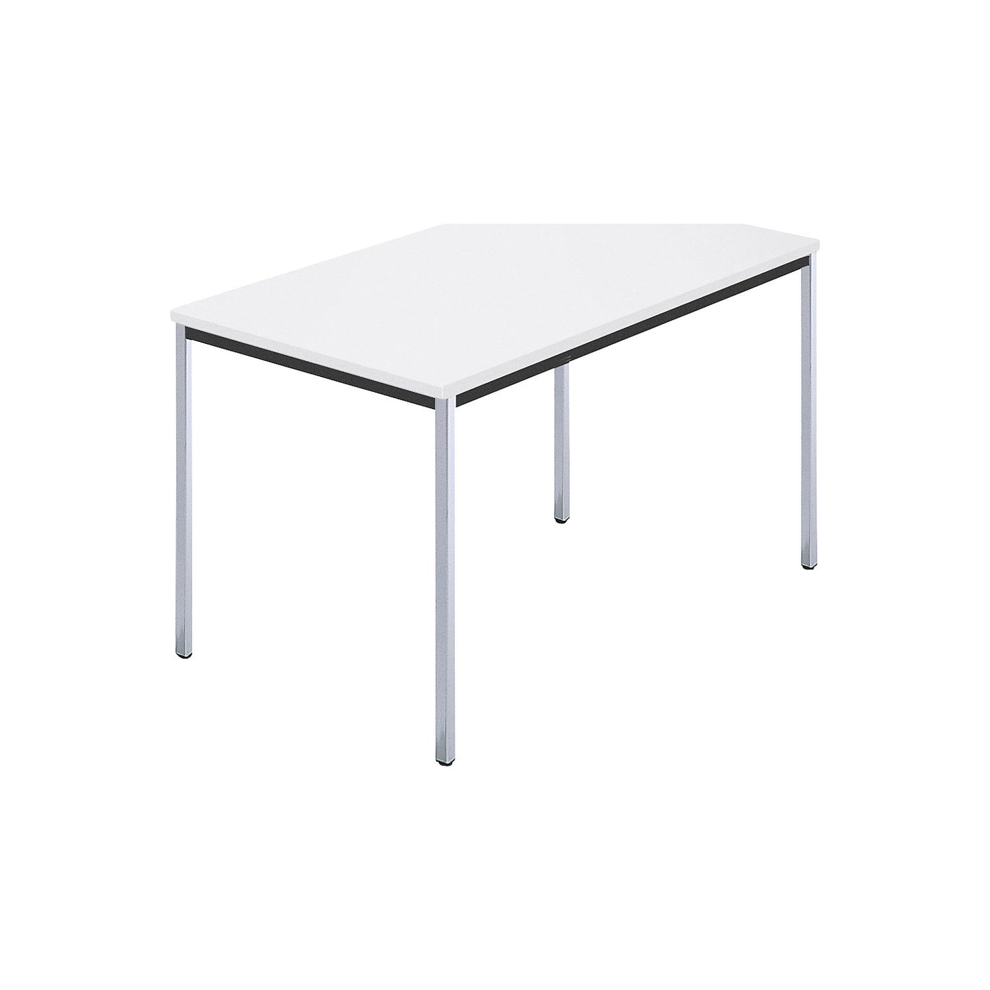 Rectangular table, square tubular steel chrome plated, WxD 1200 x 800 mm, white.