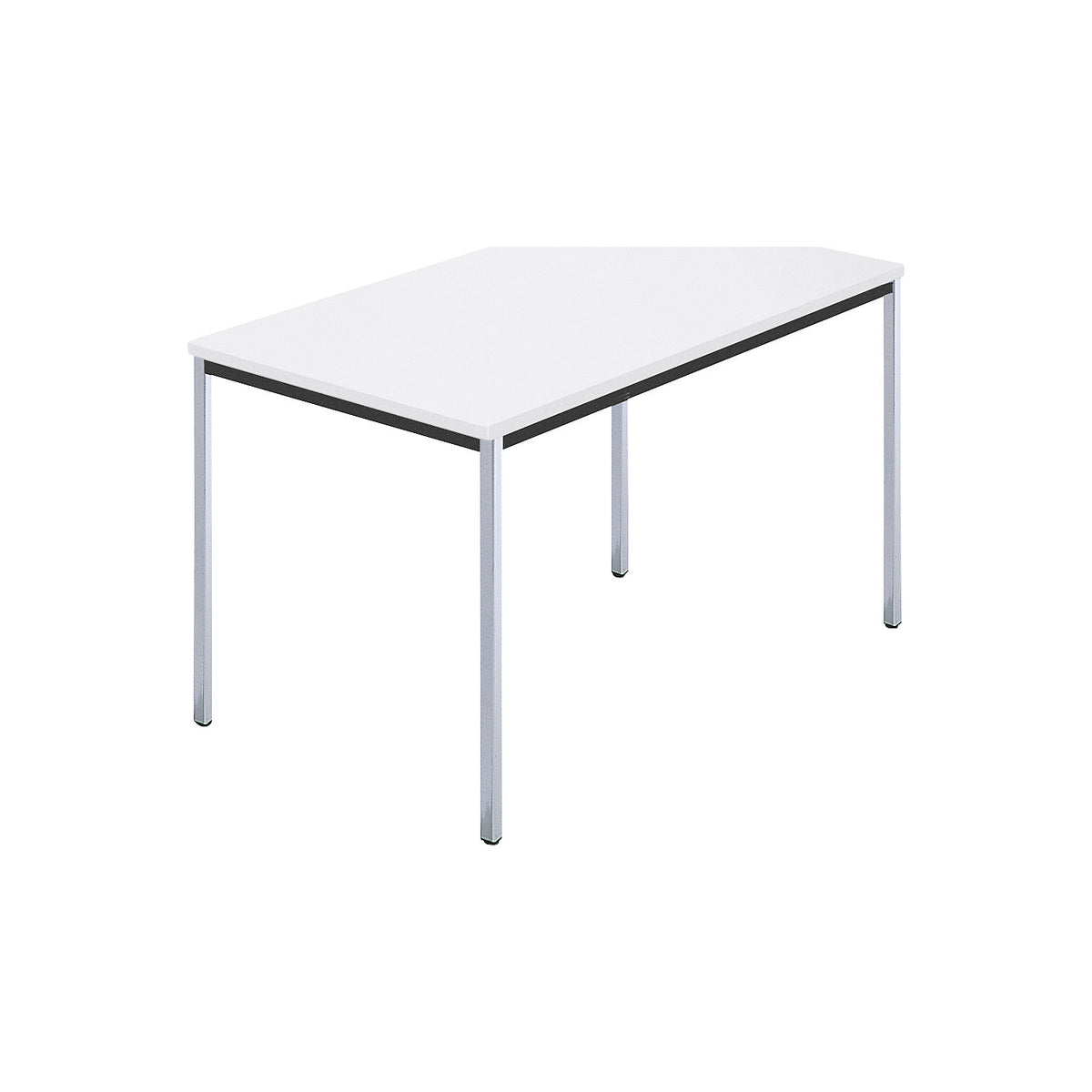 Rectangular table, square tubular steel chrome plated, WxD 1200 x 800 mm, white.