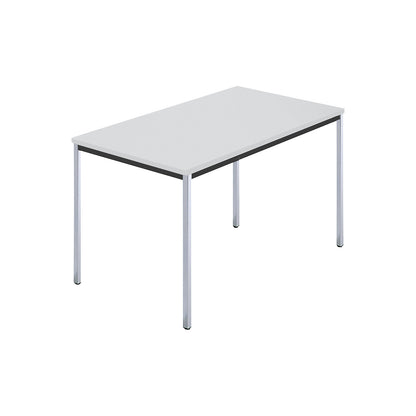 Rectangular table, square tubular steel chrome plated, WxD 1200 x 800 mm, grey.
