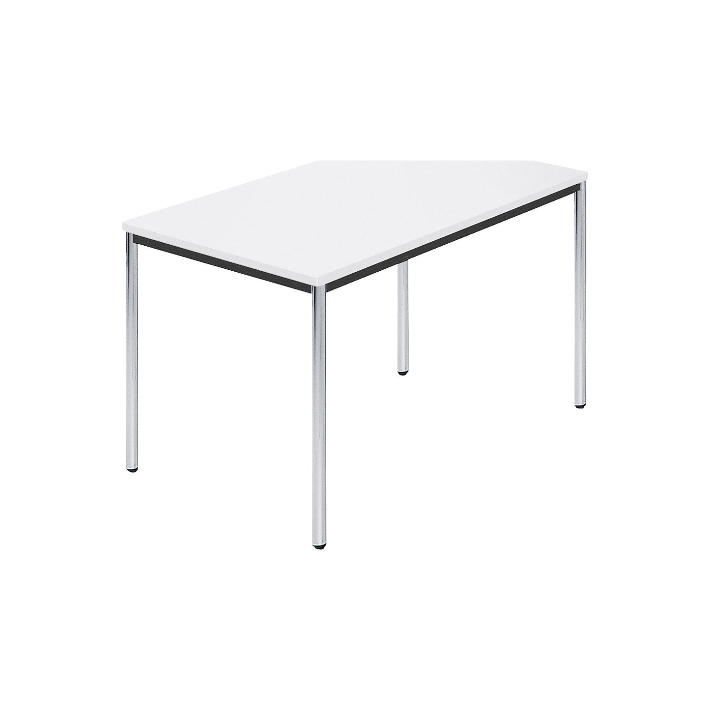 Rectangular table, chrome plated round tubes, WxD 1200 x 800 mm, white.