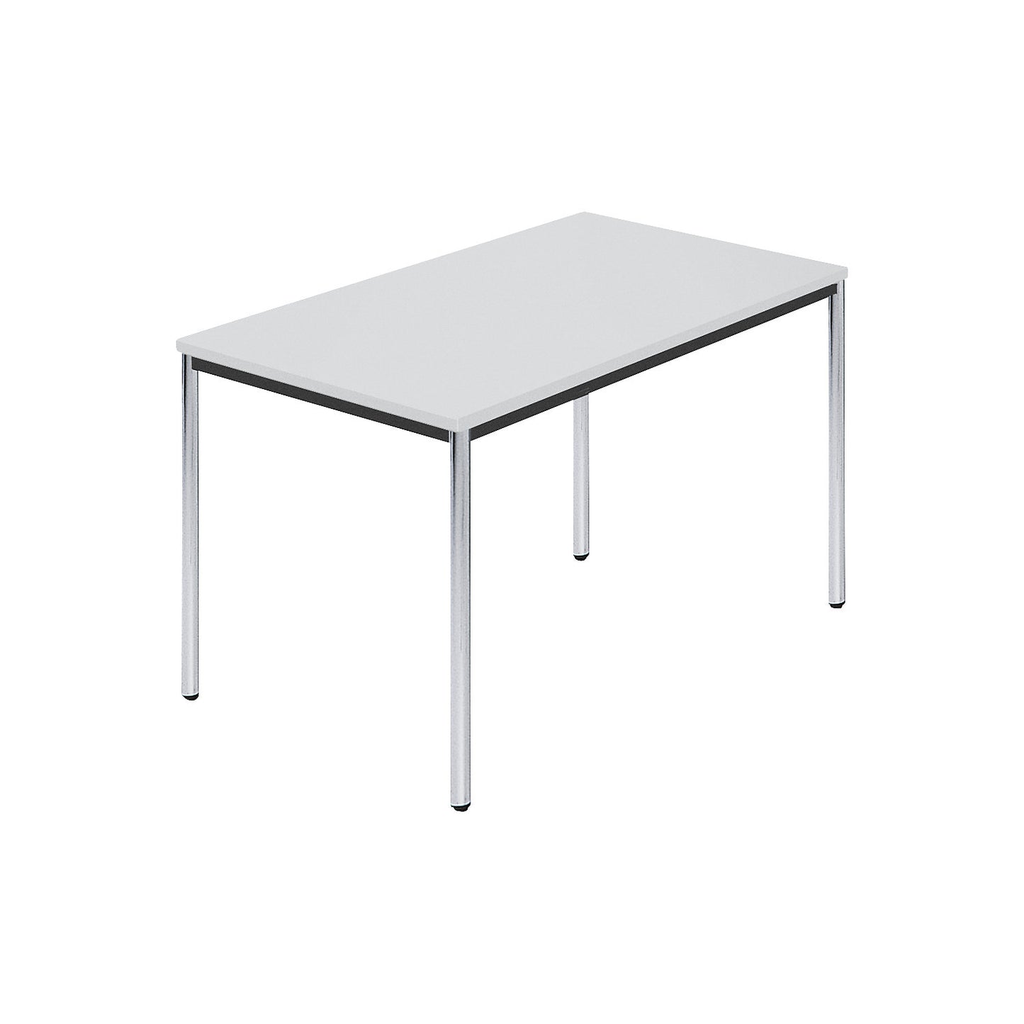 Rectangular table, chrome plated round tubes, WxD 1200 x 800 mm, grey.