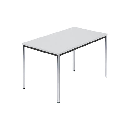 Rectangular table, chrome plated round tubes, WxD 1200 x 800 mm, grey.