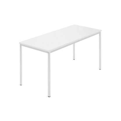 Rectangular table, coated rectangular tubing, WxD 1400 x 700 mm, white / grey.