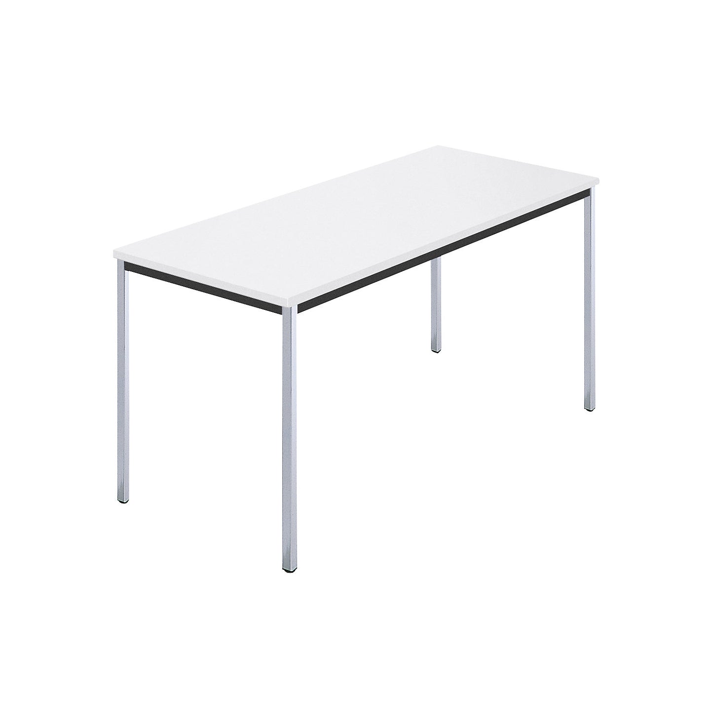 Rectangular table, square tubular steel chrome plated, WxD 1400 x 700 mm, white.