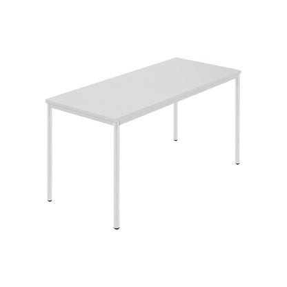 Rectangular table, coated round tubing, WxD 1400 x 700 mm, grey / grey.