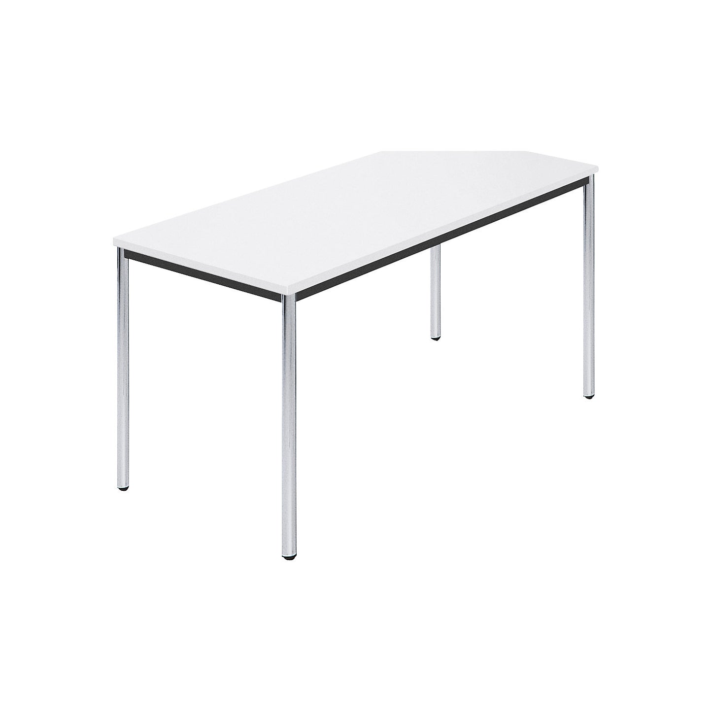 Rectangular table, chrome plated round tubes, WxD 1400 x 700 mm, white.