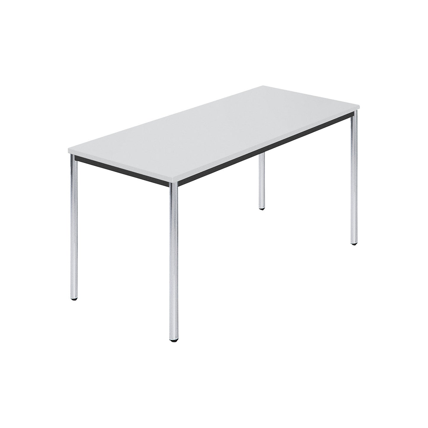 Rectangular table, chrome plated round tubes, WxD 1400 x 700 mm, grey.