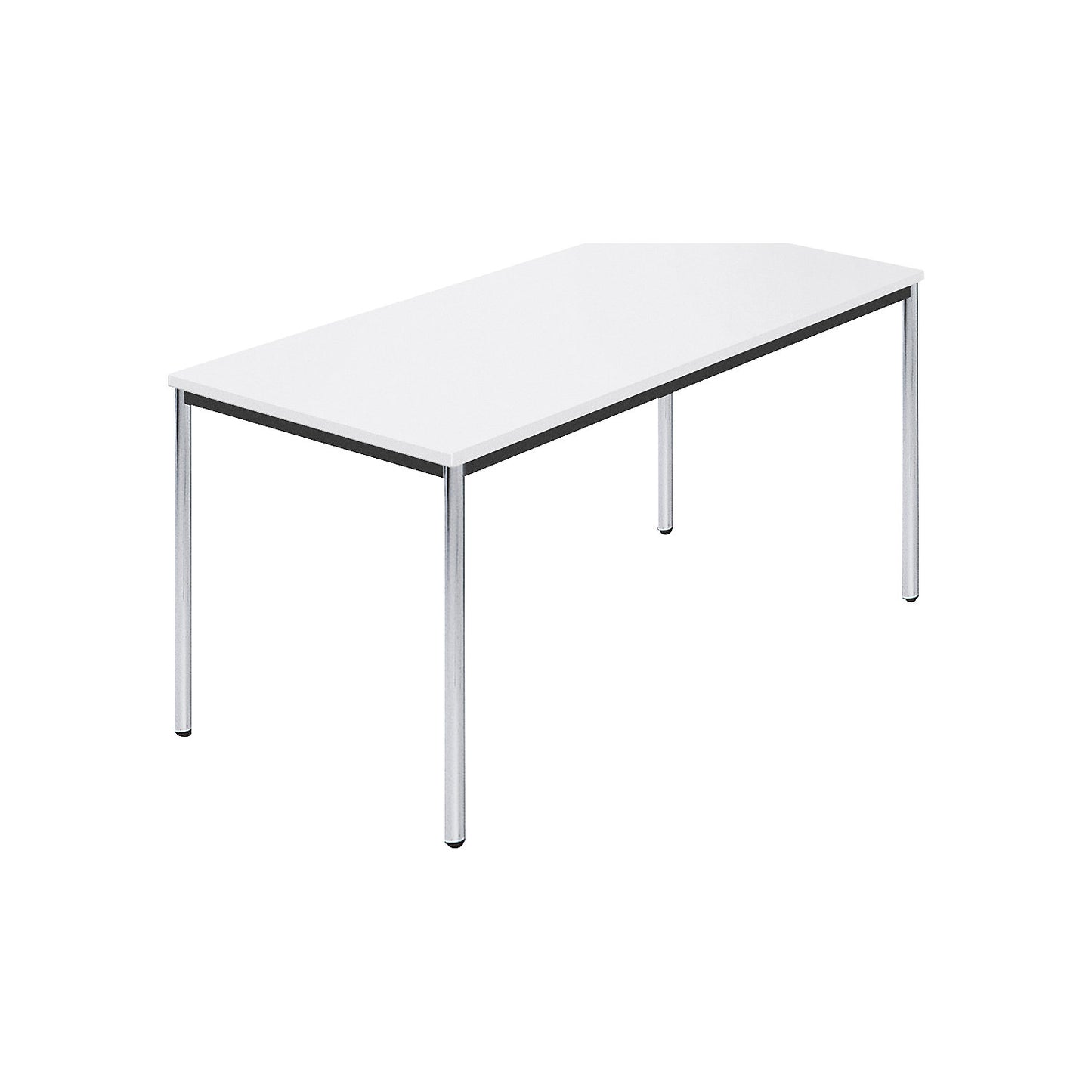 Rectangular table, chrome plated round tubes, WxD 1500 x 800 mm, white.