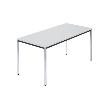 Rectangular table, chrome plated round tubes, WxD 1500 x 800 mm, grey.