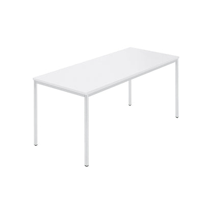 Rectangular table, coated rectangular tubing, WxD 1600 x 800 mm, white / grey.