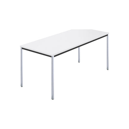 Rectangular table, square tubular steel chrome plated, WxD 1600 x 800 mm, white.