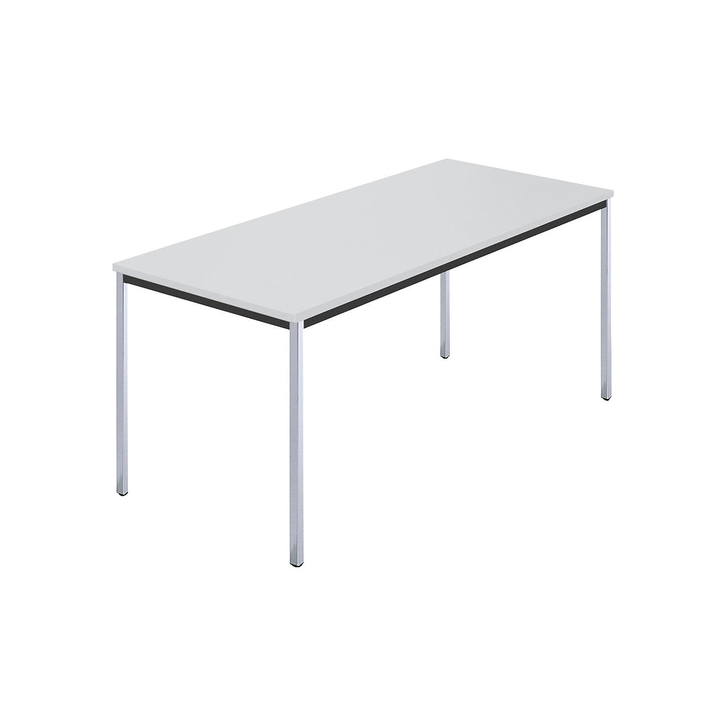 Rectangular table, square tubular steel chrome plated, WxD 1600 x 800 mm, grey.