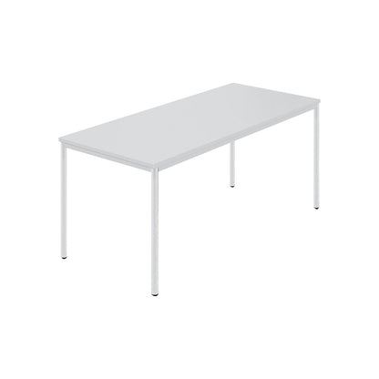 Rectangular table, coated round tubing, WxD 1600 x 800 mm, grey / grey.
