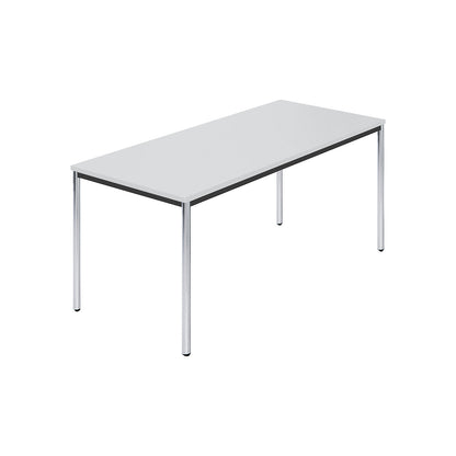 Rectangular table, chrome plated round tubes, WxD 1600 x 800 mm, grey.